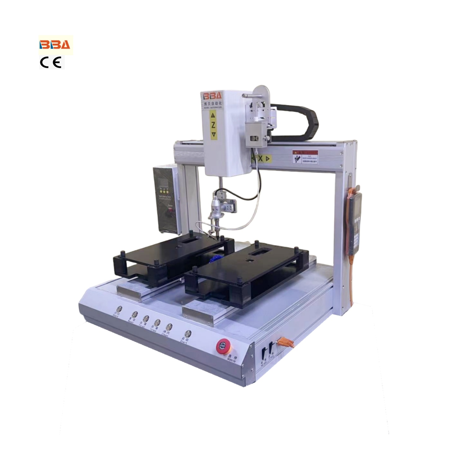 Advanced Inline robotic soldering machine for Electronic Components with Fume Extractor, welding robot Benchtop style with Iron Tip, ideal for LED Soldering